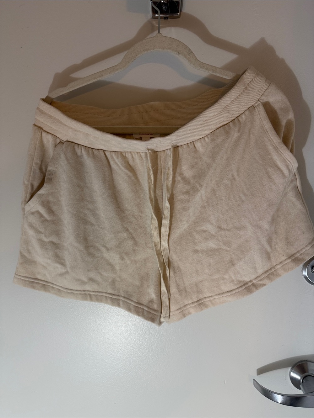 Colsie Cream Drawstring Athletic Lounge Shorts